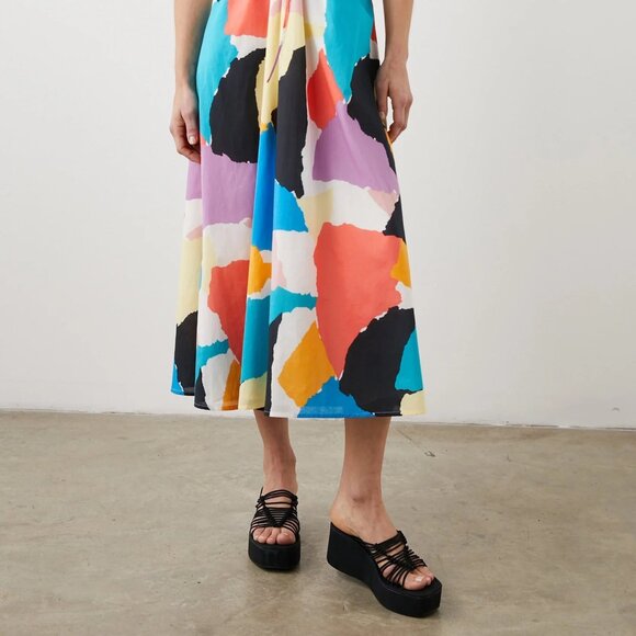Rails | Maxi Sabina Dress Summer Color-block Spagetti Strap Small 100% Cotton - Picture 5 of 16
